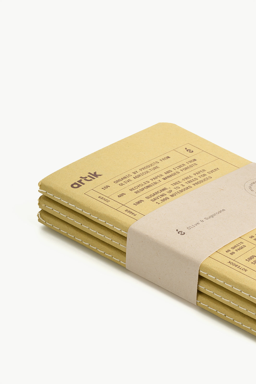 Artik Singer Sewn Notebooks, Dots, Set/3, Olive