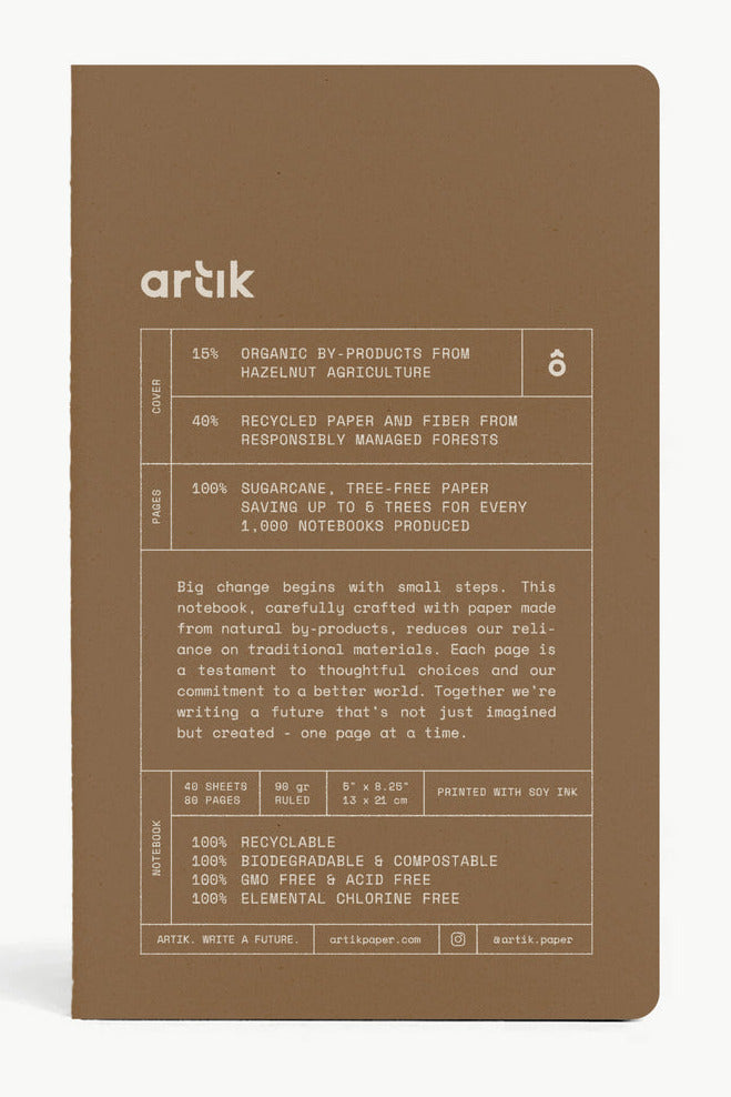 Artik Singer Sewn Notebooks, Ruled, Set/2, Hazelnut
