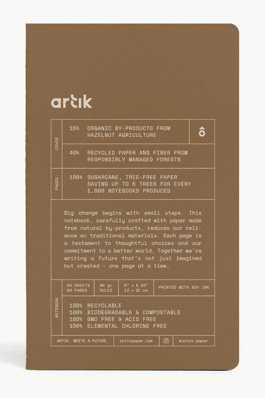 Artik Singer Sewn Notebooks, Ruled, Set/2, Hazelnut