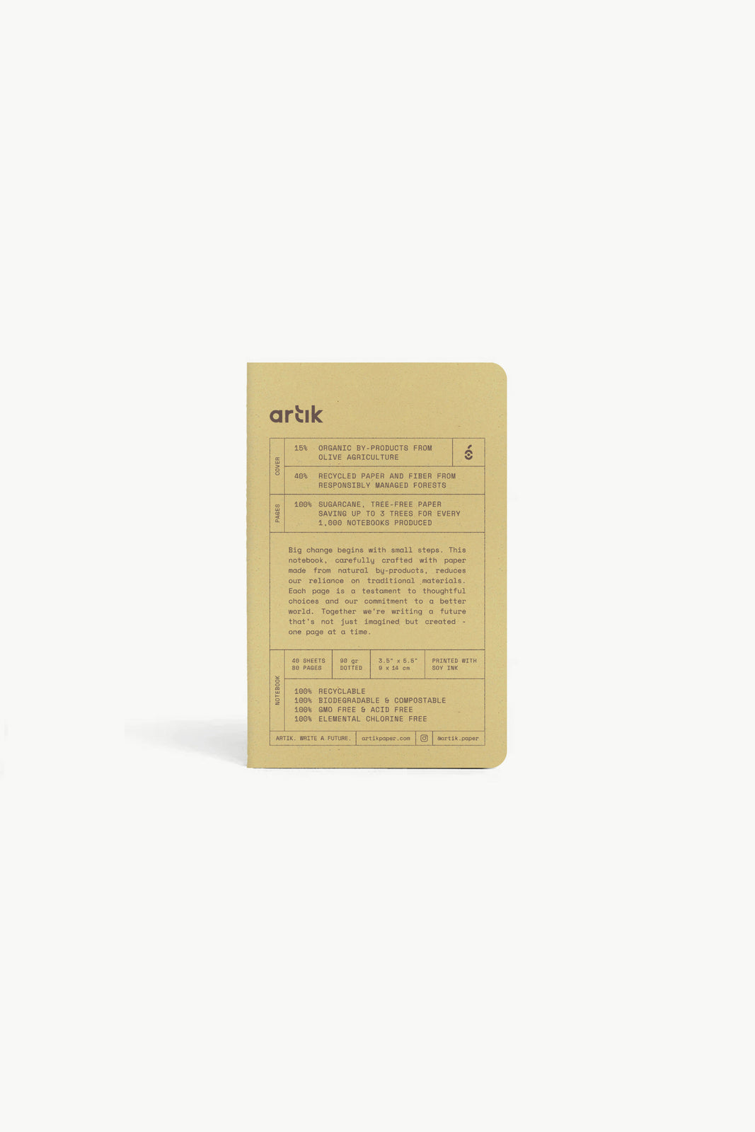 Artik Singer Sewn Notebooks, Dots, Set/3, Olive