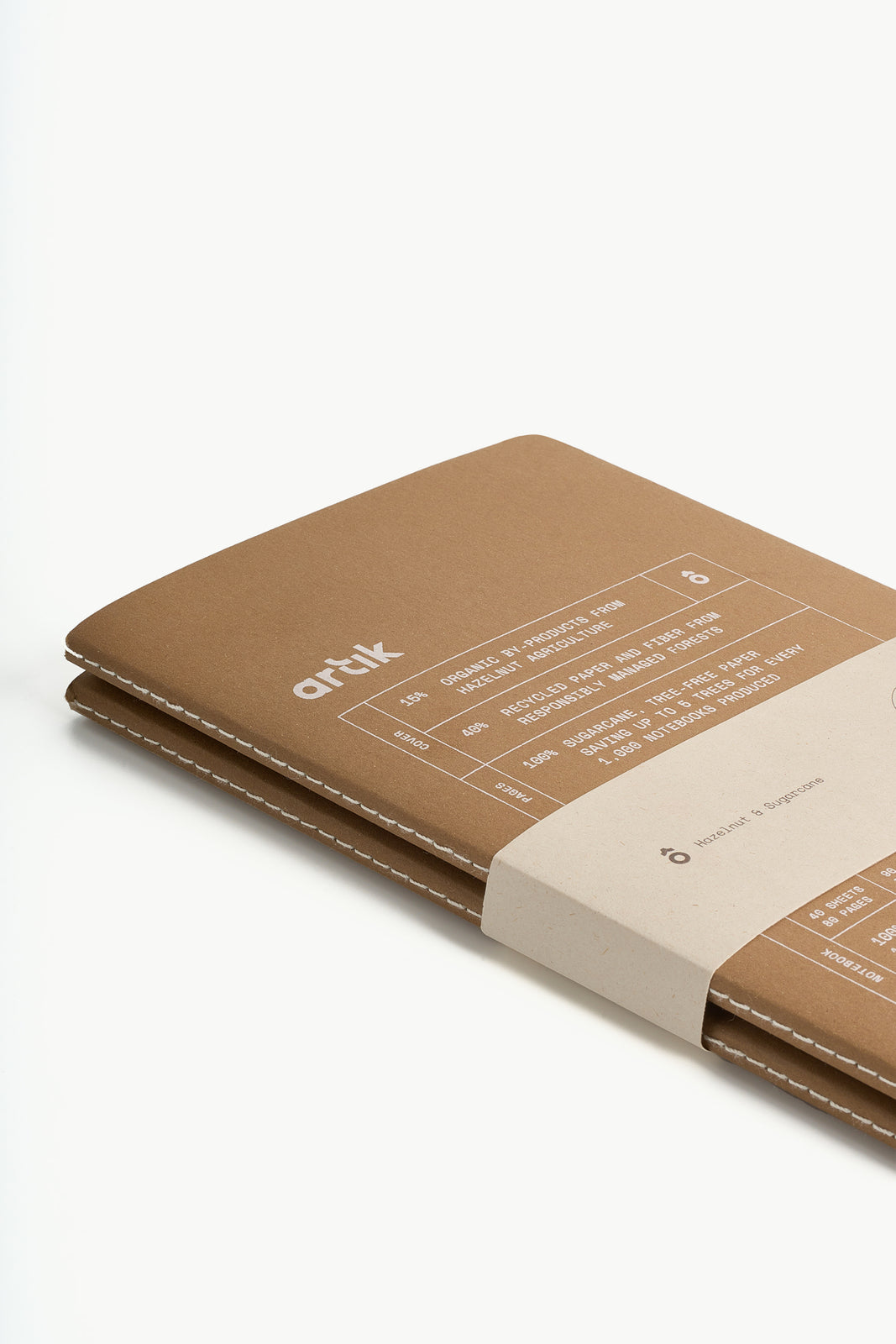 Artik Singer Sewn Notebooks, Ruled, Set/2, Hazelnut