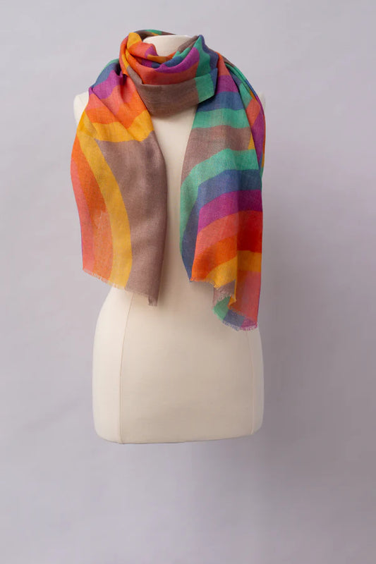 Rainbow Wool Scarf - Earth