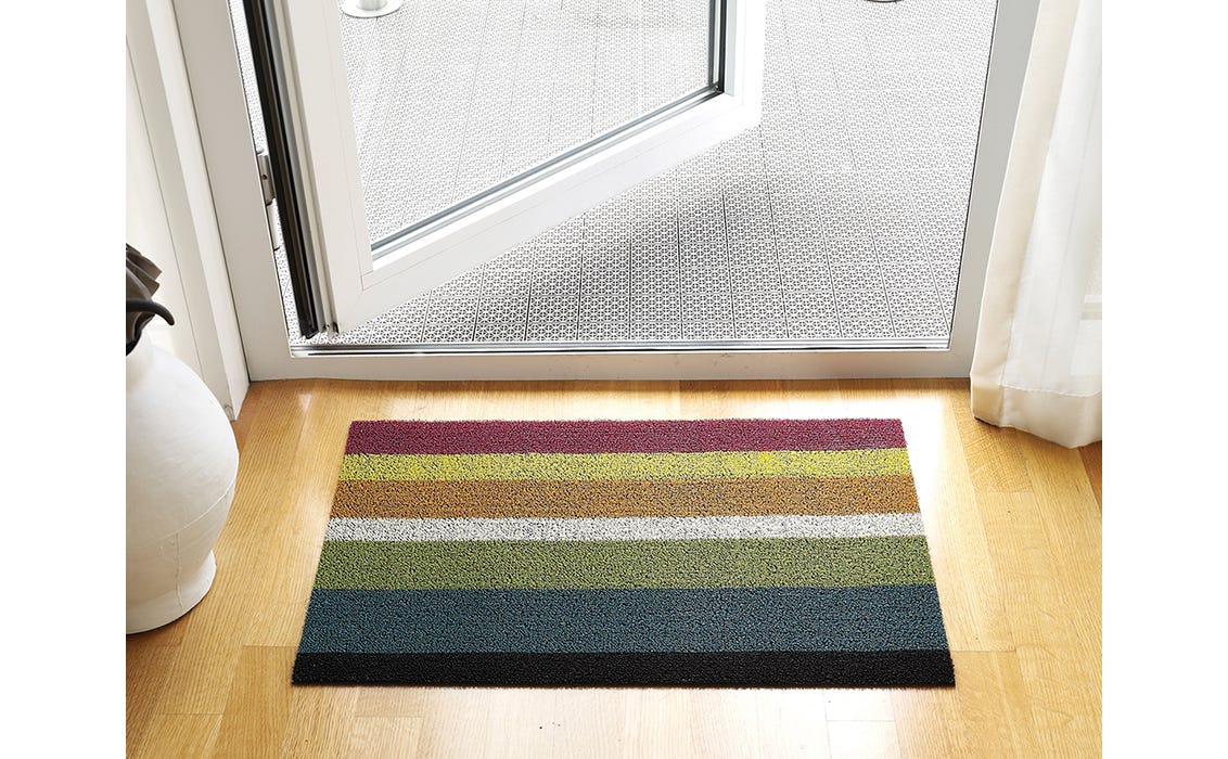 Bold Stripe Multi Shag Doormat 18x28