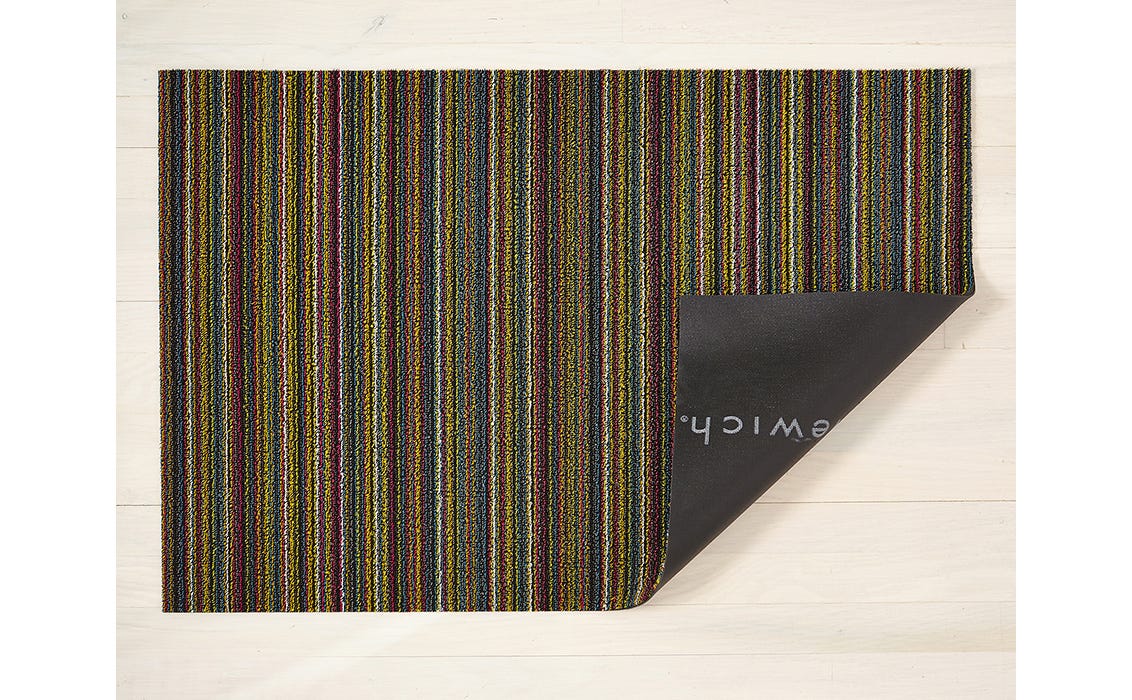 Skinny Stripe Bright Multi Shag Doormat 18x28