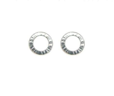 Textured Circle Studs, Silver
