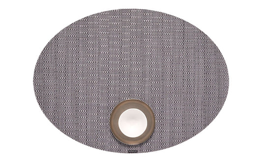 Placemat Thatch Pewter Oval 14x19