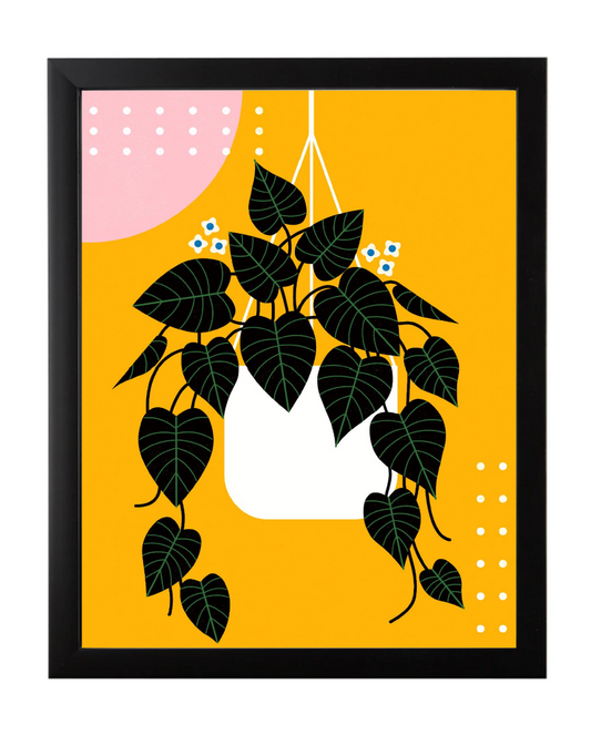 Trailing Pothos Print, Framed, Black