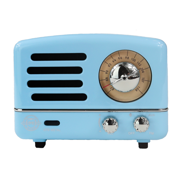 Vintage Bluetooth Speaker + Radio, Blue