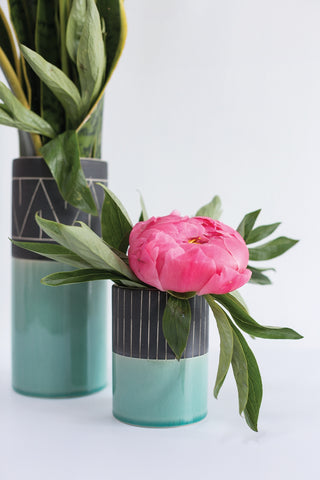 Teal + Black Vase