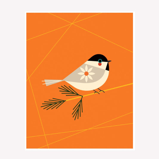Mod 8 x 10 inch Black Capped Chickadee Print