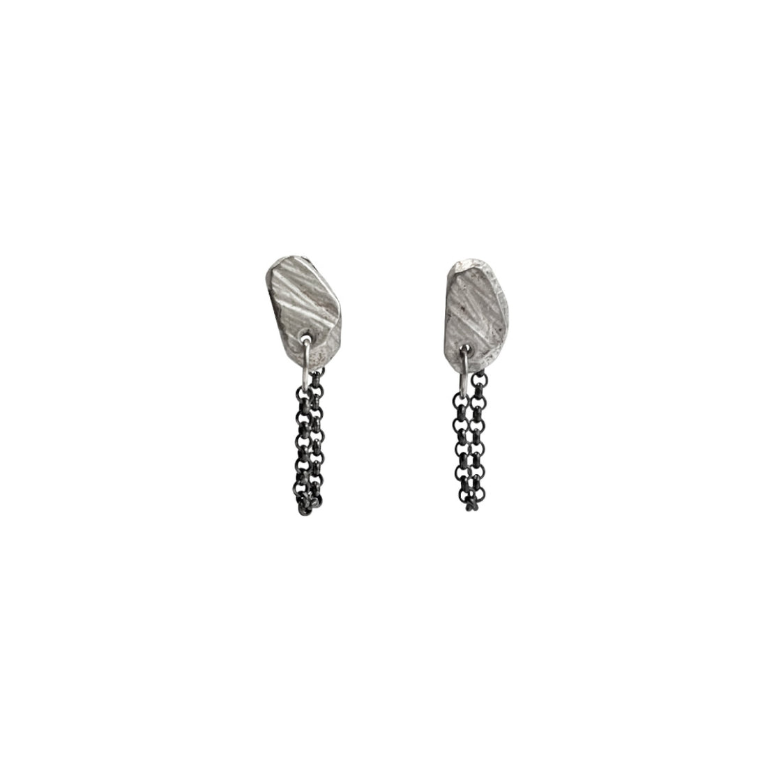 Stone Stud w/chain Earrings, SS