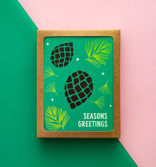 Pinecone Holiday Card Set
