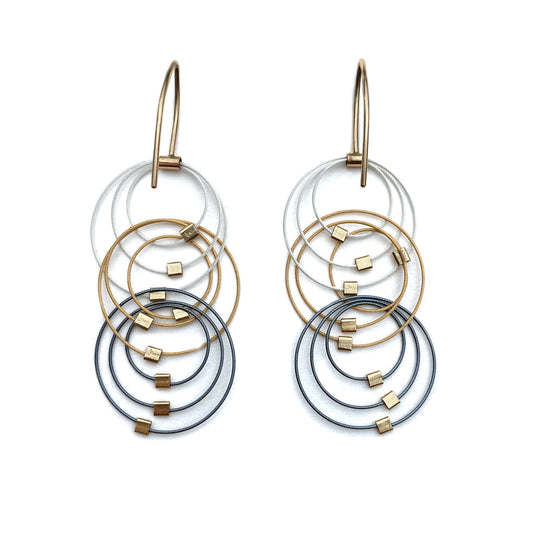 Grad Circle Triplet Hooks, Ombre + Gold