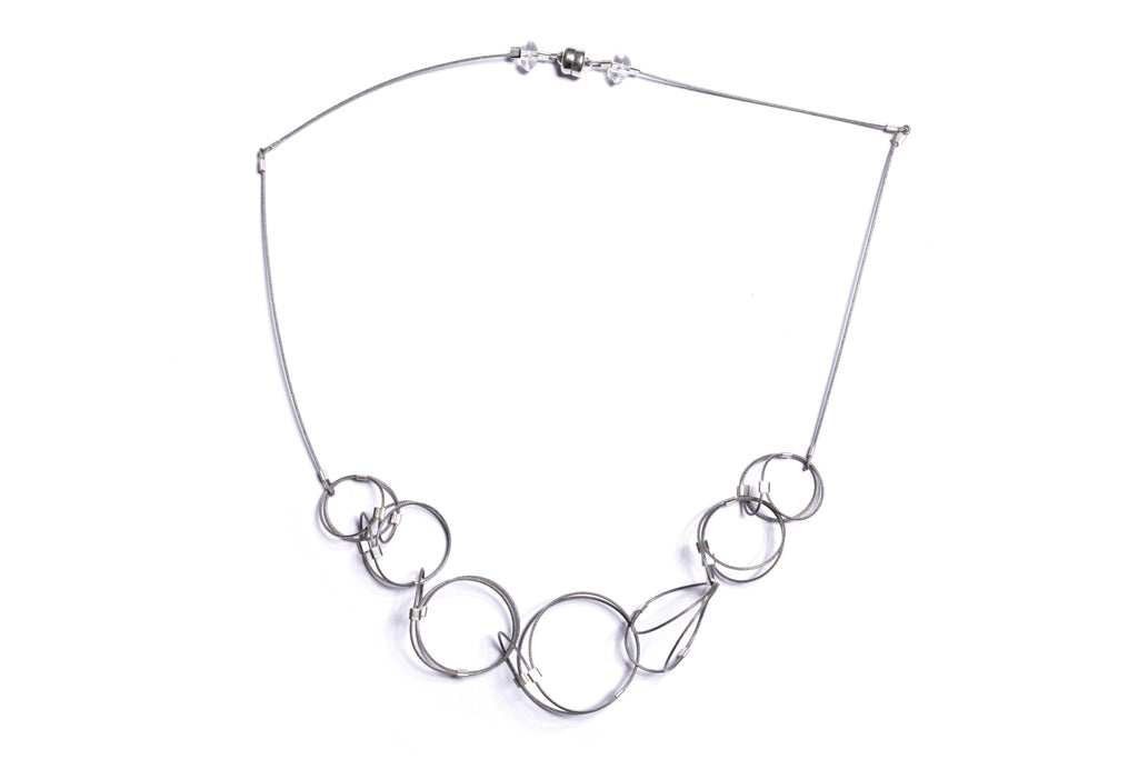 3-D Necklace Mini, Steel + Silver, 18"