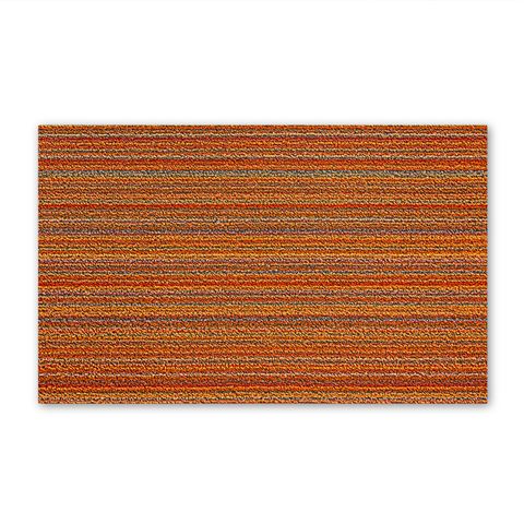 Skinny Stripe Orange Shag Doormat 18x28