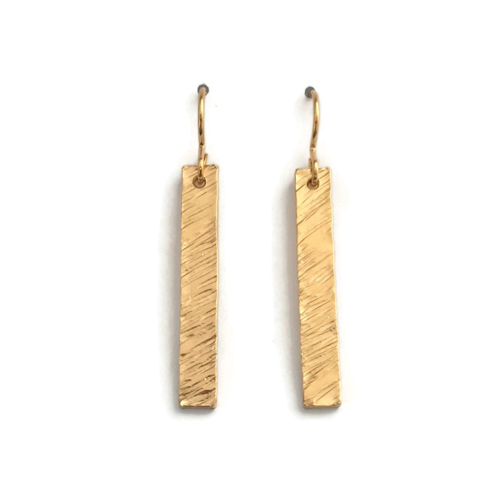 Short, 24k Gold Vermeil Barred Earrings