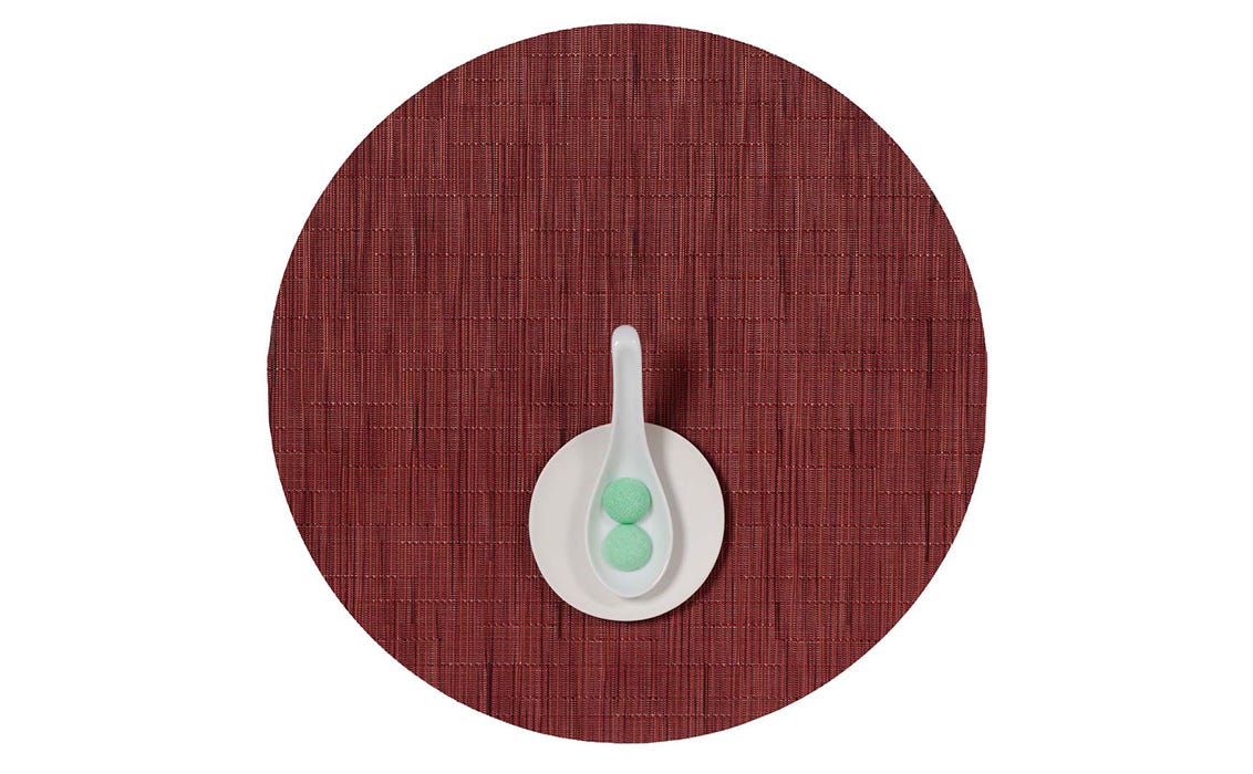Placemat Bamboo Cranberry Round