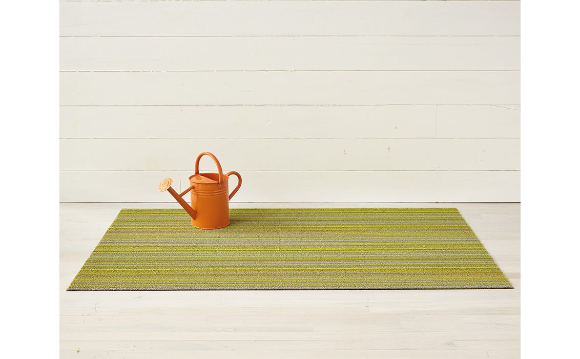 Skinny Stripe Citron Shag Doormat 18x28